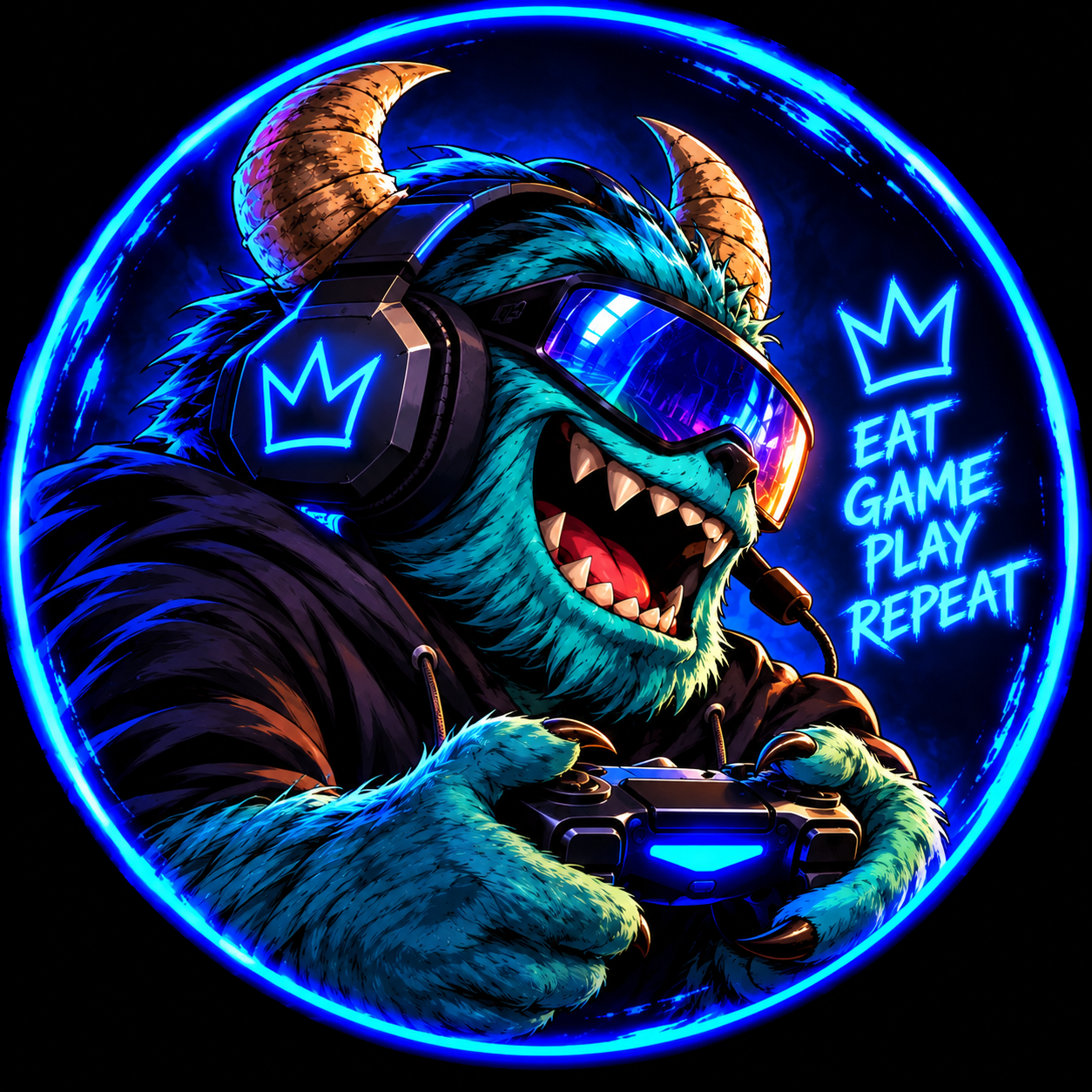 MonsterGamer’s neon blue gaming monster